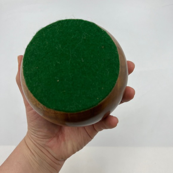 Vintage Handmade Calabsah Bowl Salt Dish Serving Wooden 5 Inch MCM Oil Rubbed - Picture 7 of 9